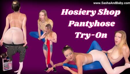 Hosiery Shop- Scissoring Pantyhose Try-on