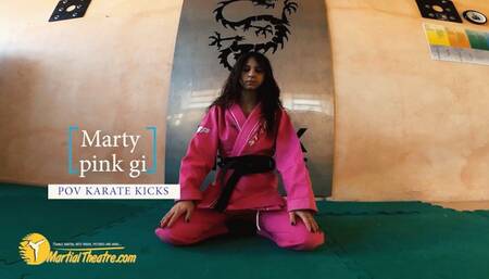 Marty pink gi POV karate kicks