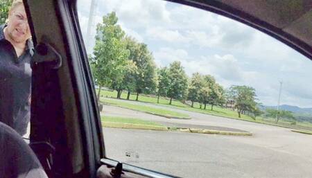 Diana Senior pedal pumping and driving on flip flops