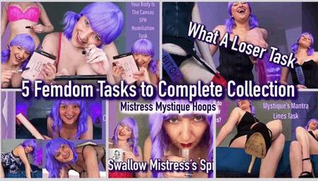 5 Femdom Tasks to Complete Collection - Female Domination Submissive Humiliation with Mistress Mystique - WMV