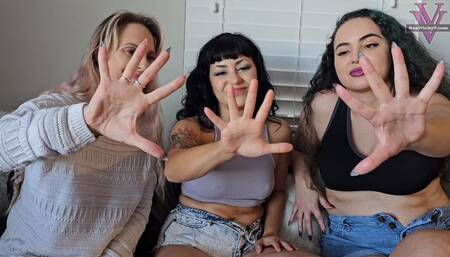 Vicky, Amazon Marcy, and Sushii hand compare and measure- 4k