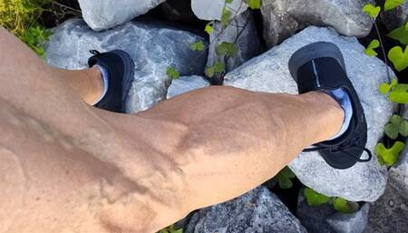 Tempest walks back out of marshy area