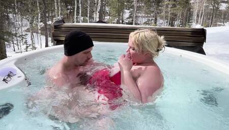 BBW Gets Fucked in the Hot Tub Deep in the Woods She Gets Fucked and Filled with Cum