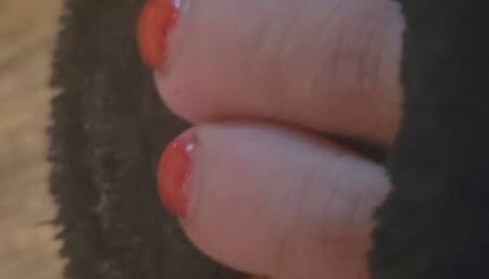 Red polish, Wiggling toes and house shoes