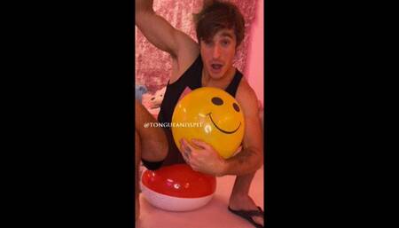 Logan Sitting on a Beach Ball and Blowing Balloons Part16 Video1 - MP4