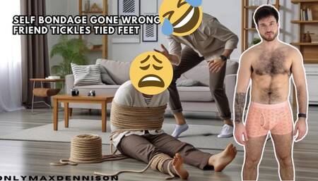 Self bondage gone wrong foot tickling!