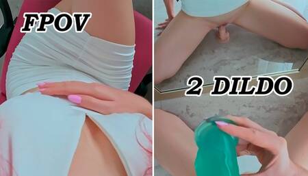 FPOV POV Enjoying Two Dildo near mirror, Lionrynn