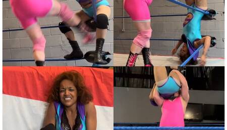 Mixed wrestling crotch busting