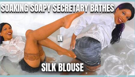 Soaking Soapy Scretary Bathes In Silk Blouse