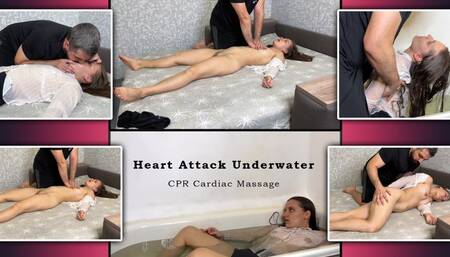 Heart Attack Underwater CPR Cardiac Massage and Bloating - DEFIB - AMBU - Artificial Respiration - Belly Fetish - Heavy Breathing - Belly Pumping - Naked - Belly Inflation - Medical Fetish - Heart Massage