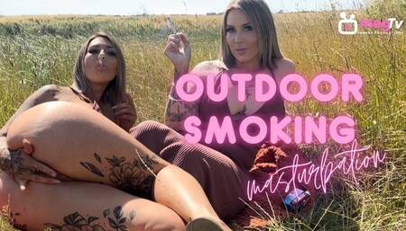 Outdoor smoking masturbation