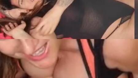 Smothered by breasts and booty