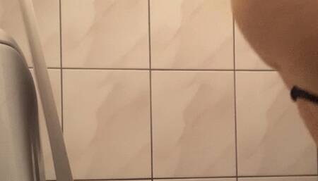 toilet in the morning in the waterfall long stream and fart