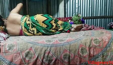Wife Sex in Green Saree with Hushband Friend in Night