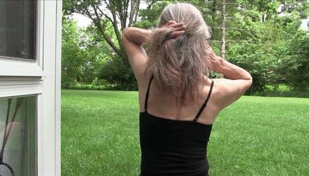 Lilly, her long hair, her beautiful granny back