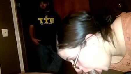 Savage! wife sucking dick while husband watches Cuckold