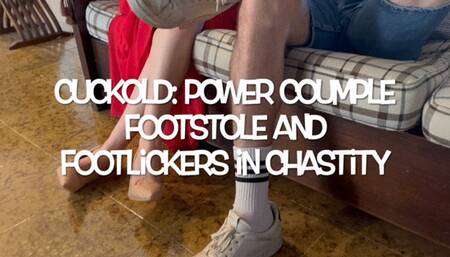 GEA DOMINA - CUCKOLD: POWER COUPLE - FOOTSTOLE AND FOOTLICKER IN CHASTITY (MOBILE)