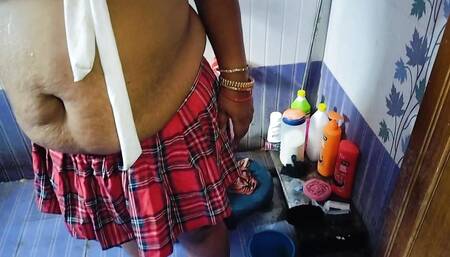 Priya Is Taking Shower Wearing College Uniform, so Hot Looking