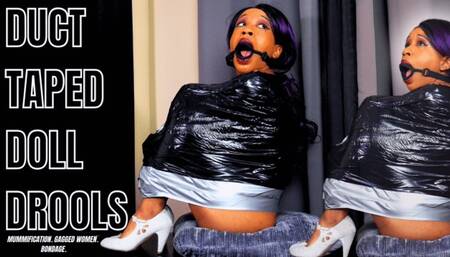 Duct Taped Doll Drools - OPEN MOUTH GAG MIDSECTION MUMMIFICATION IN 4K