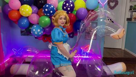 Zelda Cums To Deflation On Clear Inflatable Horsey