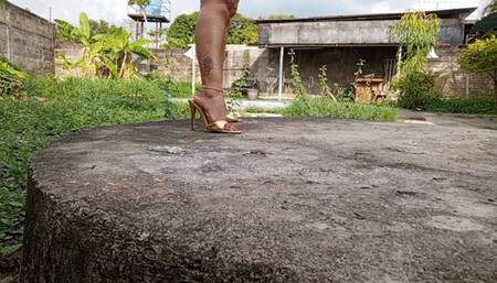 Stomping and playing with toes and bare soles (3)