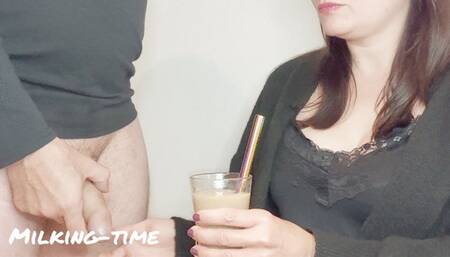 Swallowing Fresh Hot Spunk Mixed With My Drink, So Tasty