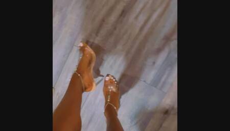 Slipping off my soft slippers to strut in sexy heels