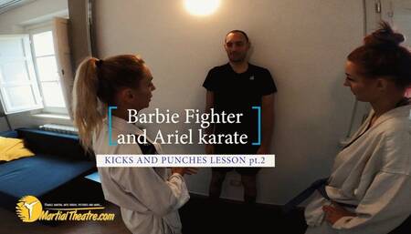 Barbie FIghter and Ariel karate kicks and punches lesson pt2