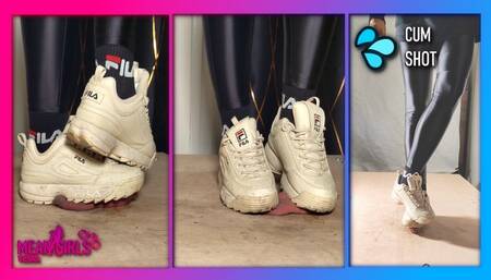 Fila Disruptor very brutal Cock Crush, Spitting and Brutal Shoejob with Cum