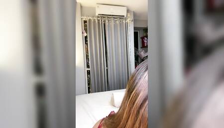 Longdur Selebgram sange lingerie merah colmek