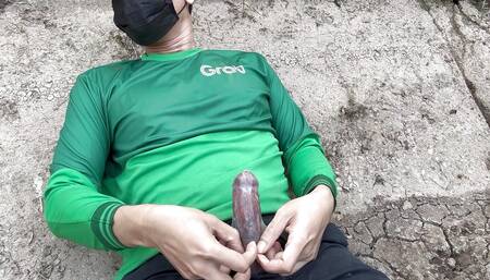 Big Cock with Sex Toy Outdoor.