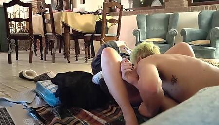 Sloppy Blowjob While Camming in Holiday