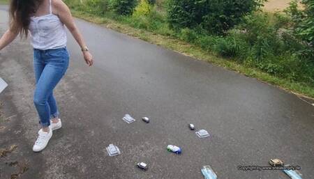 toy car crush in used Adidas Superstar sneakers