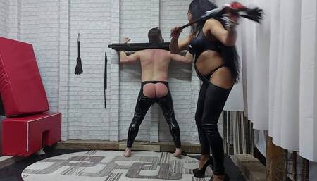 Anita and Faith hardcore whipping in attic part 1