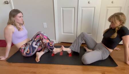 Blonde Babes Foot Fight w Stella Elle, Tyler Lynn & Nathalia | Foot Wrestling | Blonde Feet | Toe Fight | House of Soles