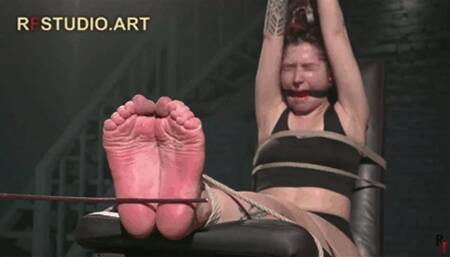 Bora - Intense Bastinado for a Masochistic Girl + Ballgag and Nose Hook (UHD 4K MP4)