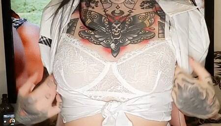 Tattooed uni student pees for professor!