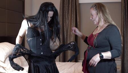 Dominatrix Dresses up Goth Sissy to Fuck Her