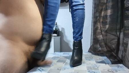 Trampling my servant's penis with my sexy boots (just pain no cum)