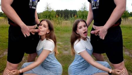 I love sucking dick outdoors it's more fun to swallow cum in public