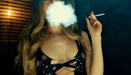 Trying on my other new Bodystocking with a Leather strapped Bra doing shots of Jameson, Smoking Eve 120s ;) xx