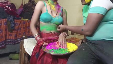 First Time Indian Festival Holi Celebrate with Wife