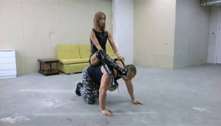 Stefania rides her pony slave