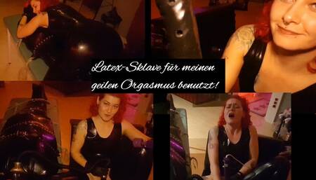 Dominatrix uses Latex Slave with Gasmask for her Orgasm - Breathplay - Rubber