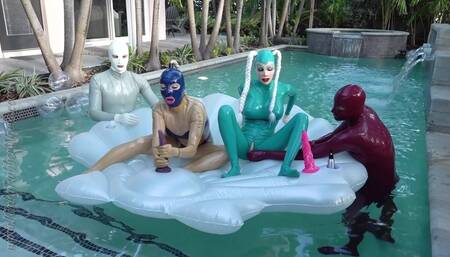 Toy Play on the Float with Lola and the 2 Rubberguys