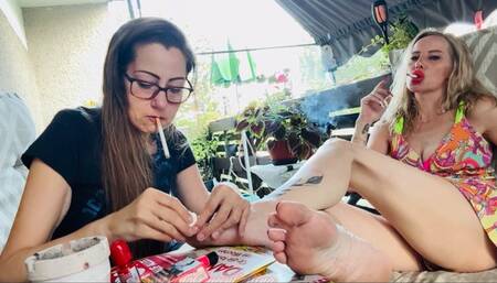 chain smoking step sisters part 1 nail painting chatting