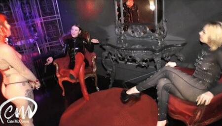 Cuckold Chastised Customer in Lesbian Garage