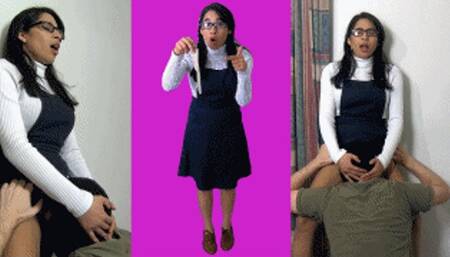 Office clerk eRica finds a nasty used condom in the bathroom! Her male coworker eats her pussy to apologize!