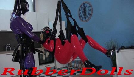 Lola Noir - Red Catsuit - Fucked On The Sling - HD