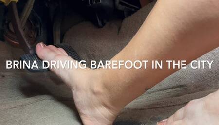 Brina Driving Barefoot with Copper Nail Polish